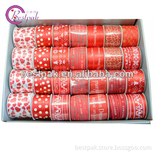 red printed christmas decorative ribbon